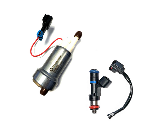 1000 CC/95LB FUEL INJECTORS 8 Each W/Delphi Adapters AND HELCAT + 535LPH or 525LPH FUEL PUMP W/ INSTALL KIT (1999-2008 GM Truck)