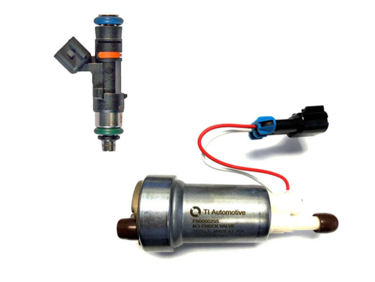 1000 CC/95LB FUEL INJECTORS 8 Each AND HELCAT + 535LPH FUEL PUMP W/ INSTALL KIT (2008-2013 GM Truck)